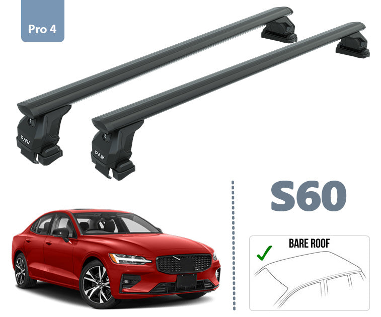 For Volvo S60 Sedan Roof Rack Cross Bar Normal Roof Alu Black 2019- Up For Volvo S60 Sedan Roof Rack Cross Bar Normal Roof Alu Black 2019- Up